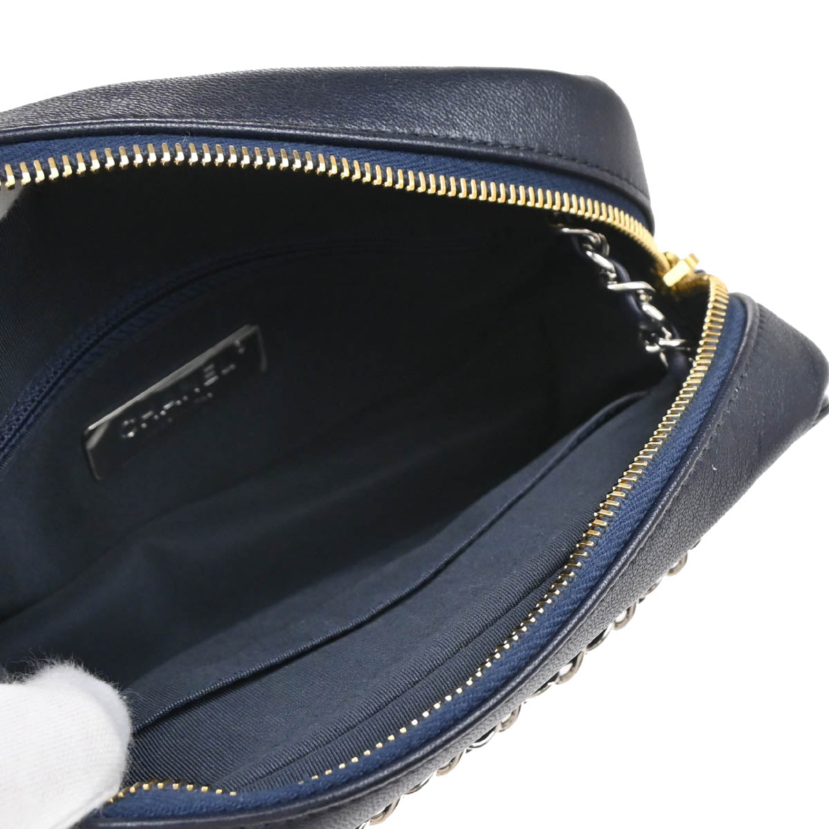 Chanel 2019 Navy Lambskin Camera Bag Mini