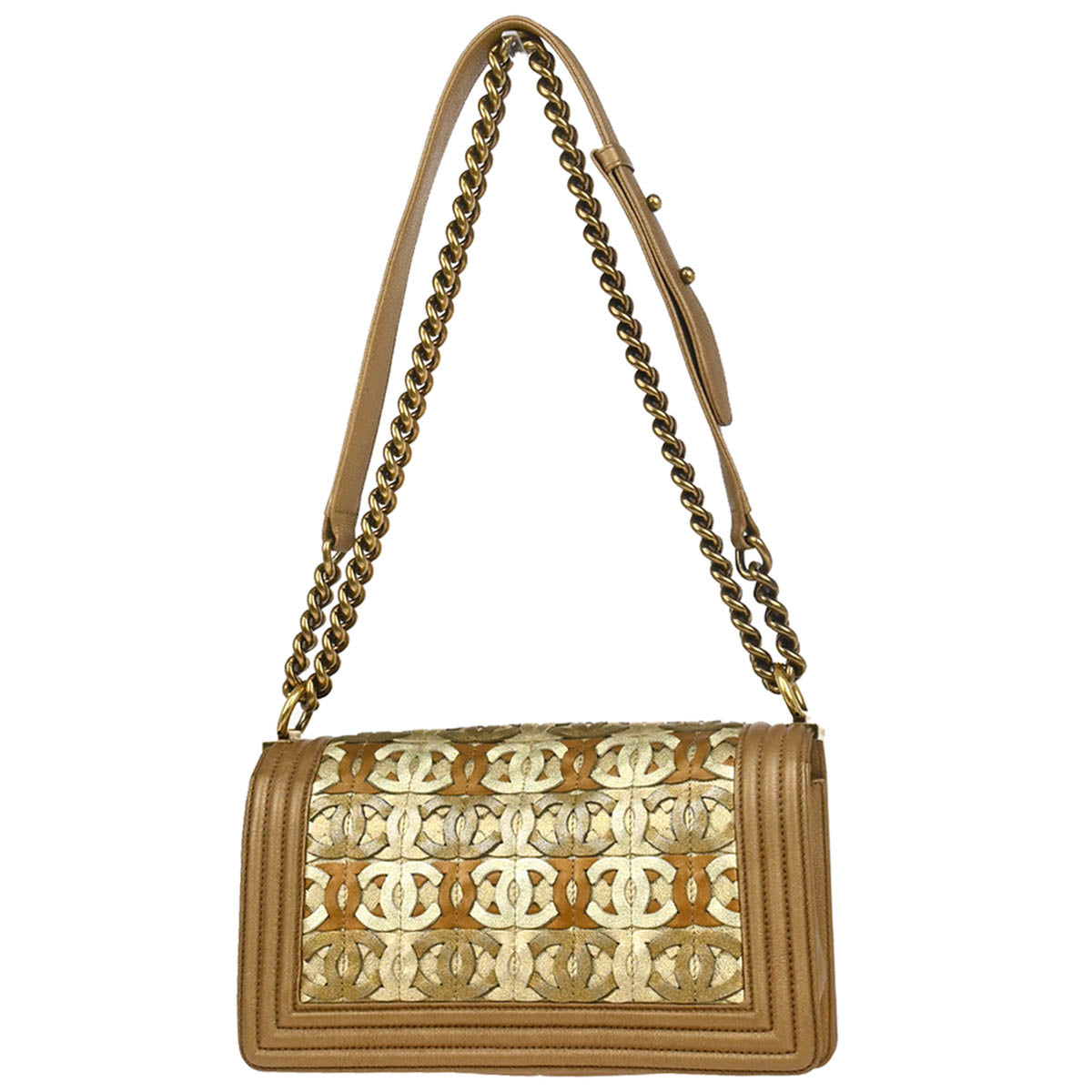 Boy Chanel 2014-2015 Gold Lambskin Medium Shoulder Bag