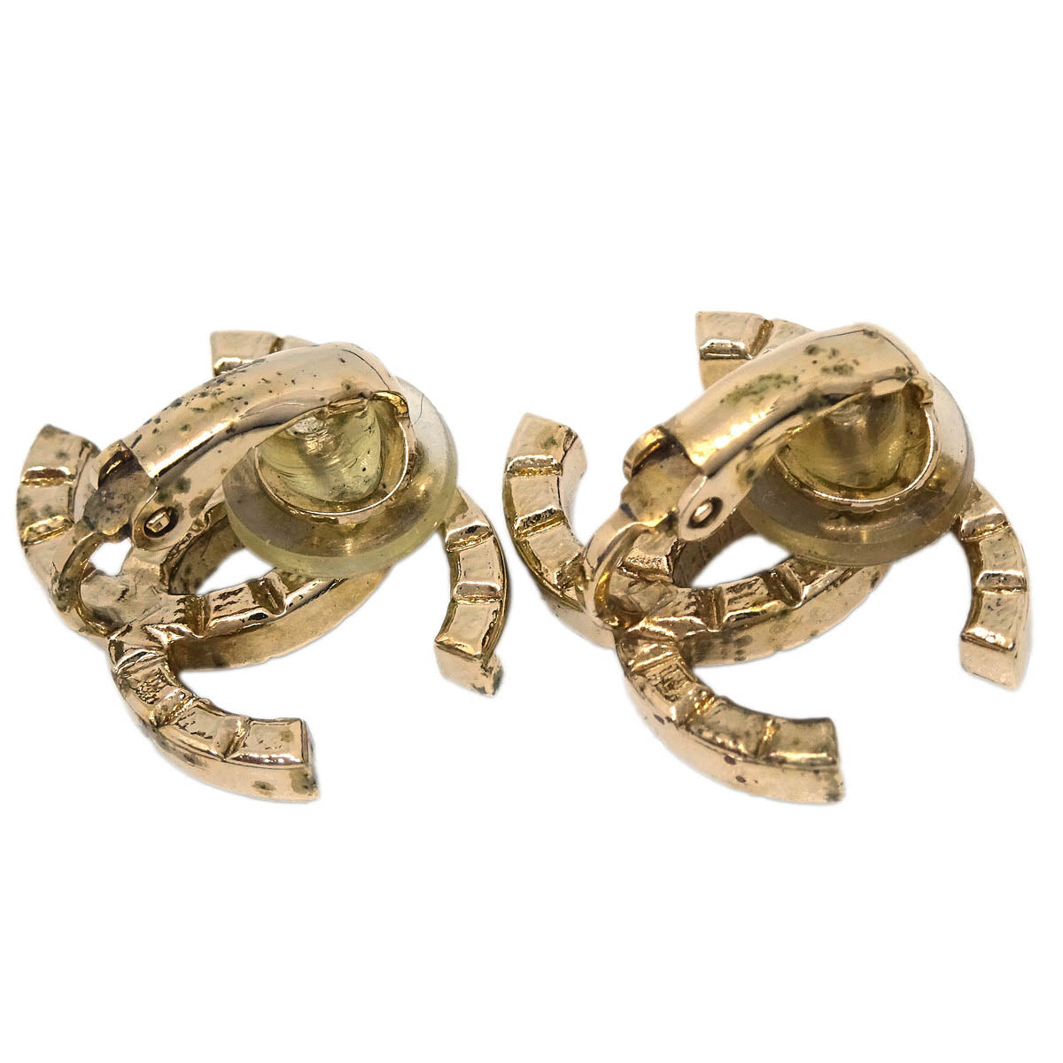 Chanel Gold CC Earrings Clip-On A17C