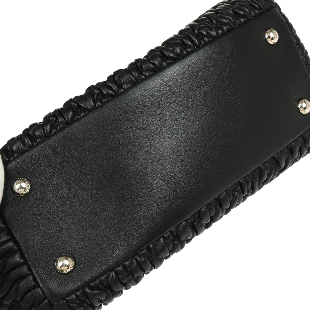 Miu Miu Black Lambskin Matelasse 2way Crystal Tote Handbag