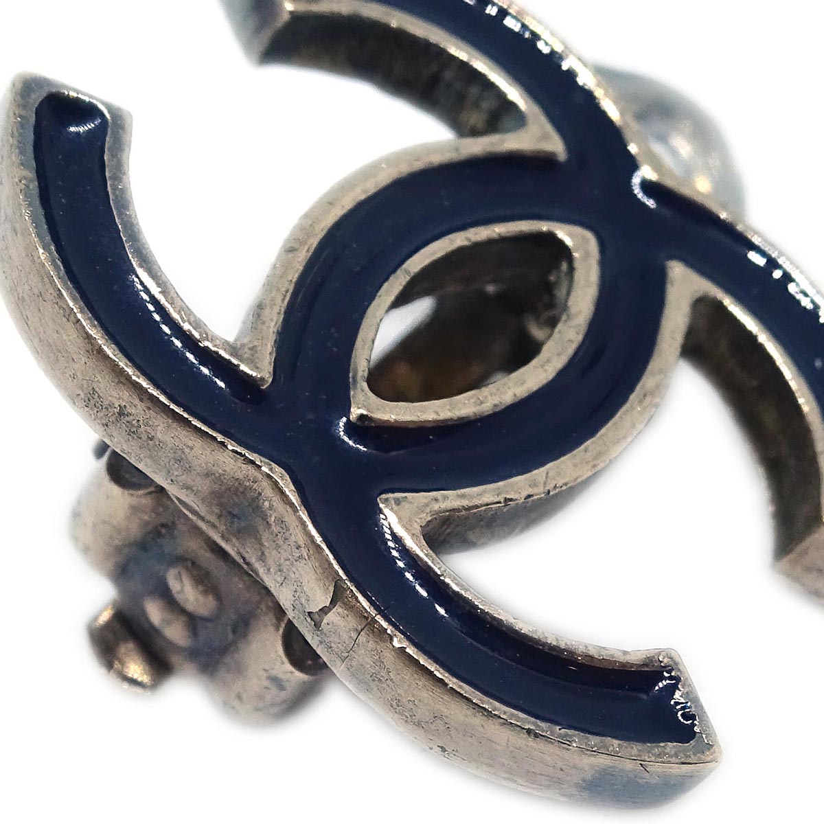 Chanel CC Black Earrings Clip-On Gold 10C