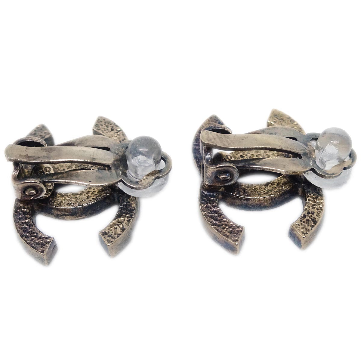 Chanel CC Black Earrings Clip-On Gold 10C