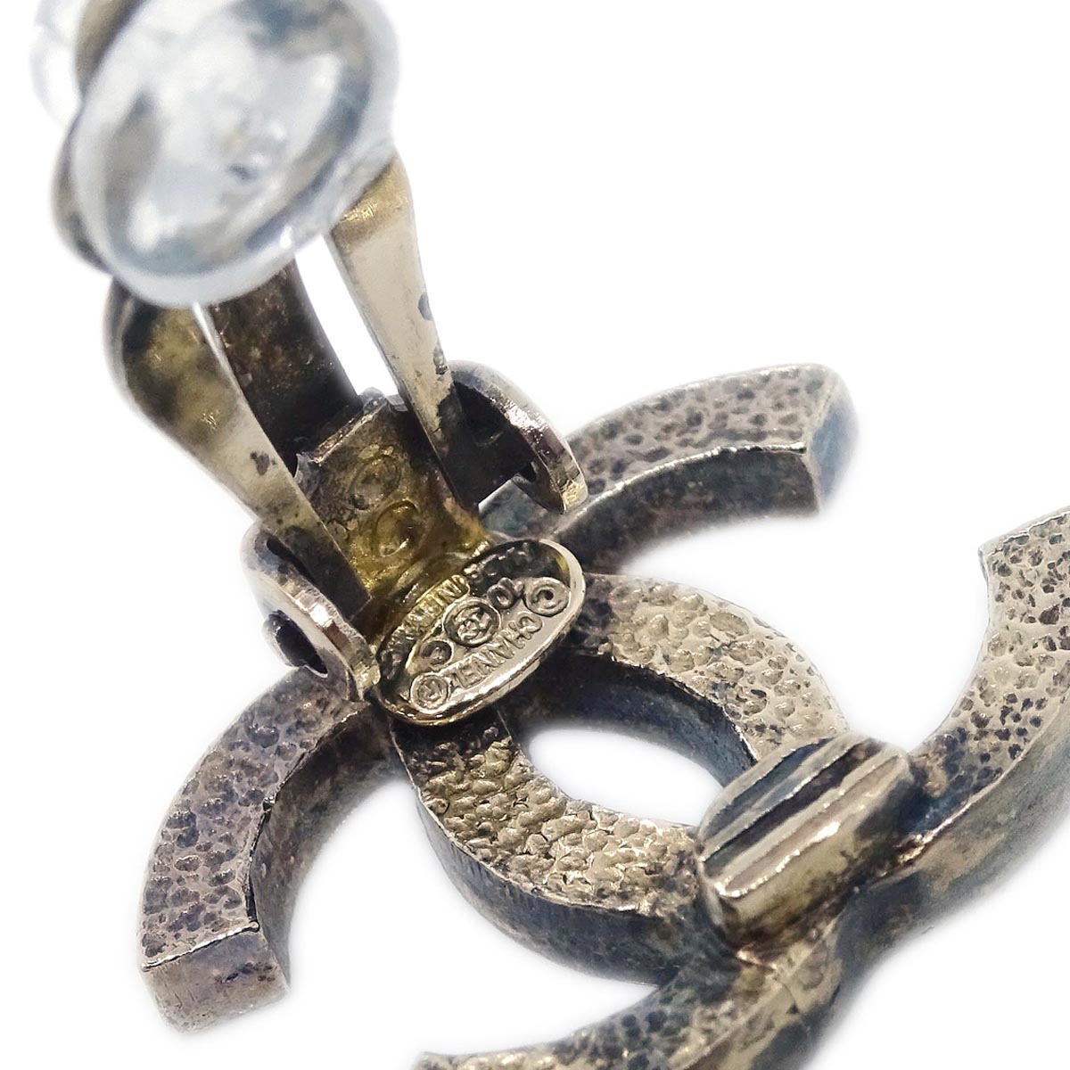 Chanel CC Black Earrings Clip-On Gold 10C