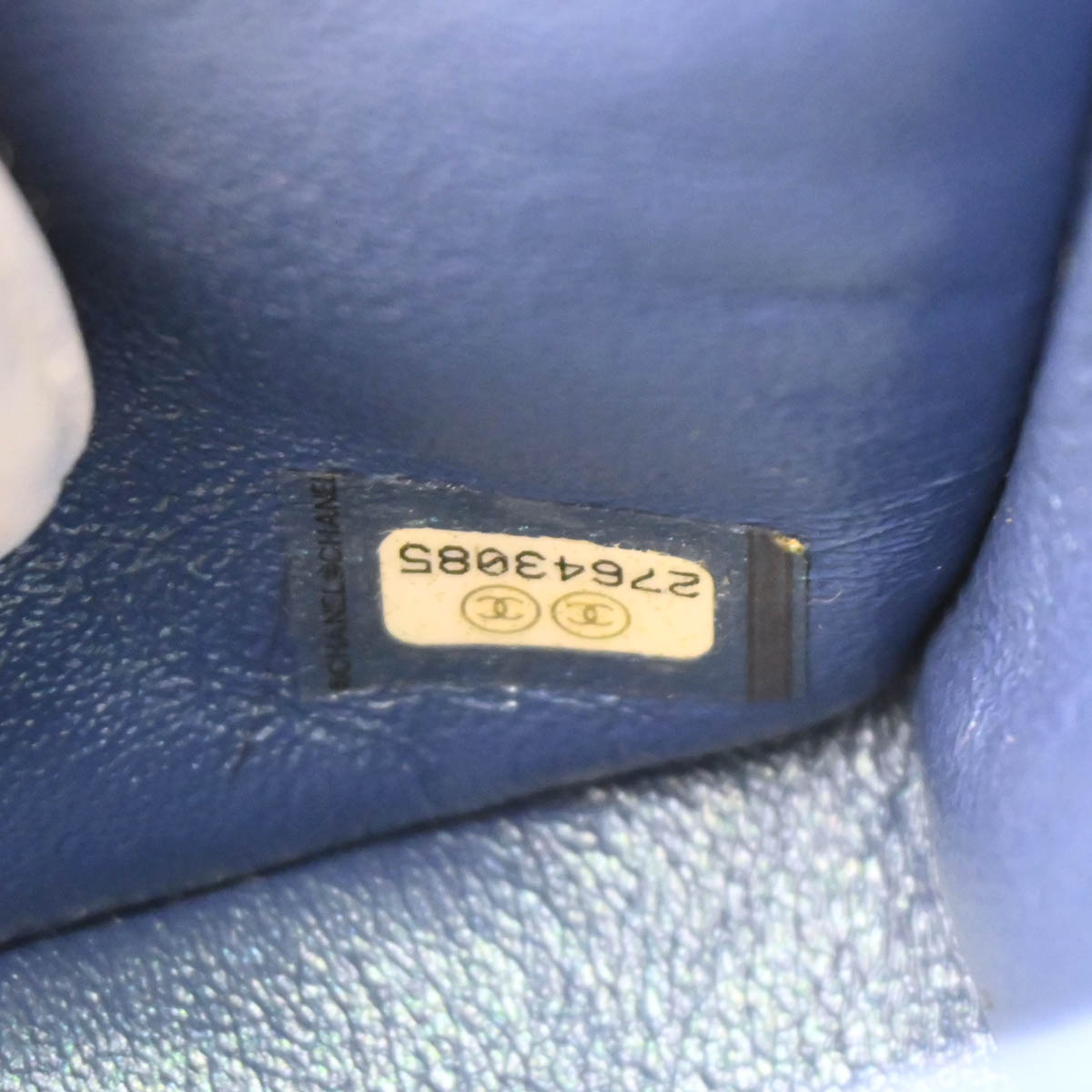 Chanel 2019 Metallic Blue Caviar Medium Classic Double Flap Shoulder Bag