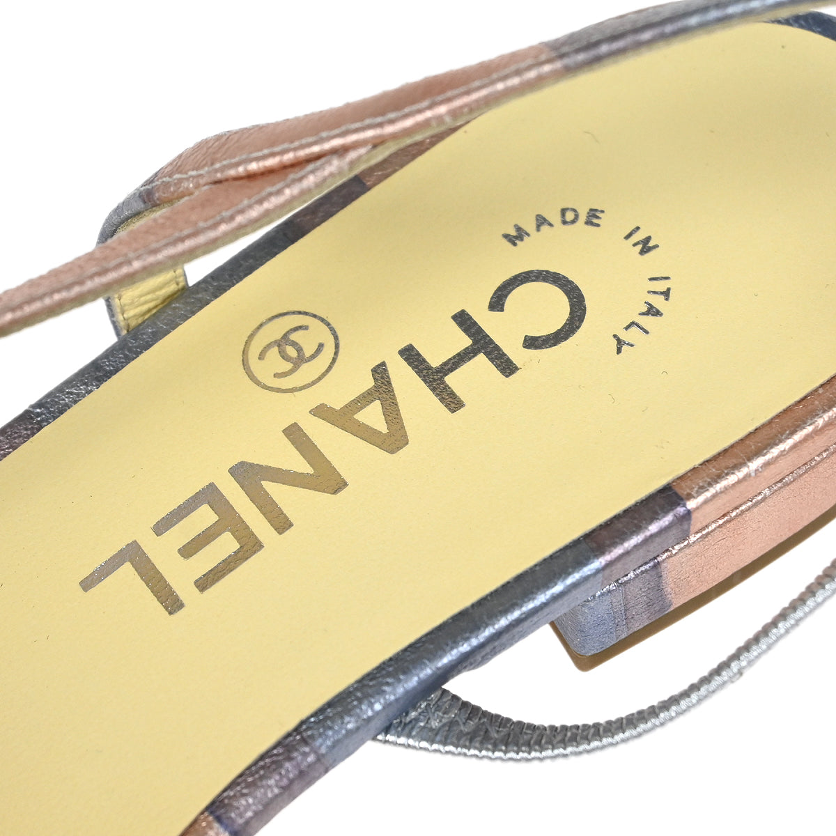 Chanel * Pink Leather Shoes Sandals #37