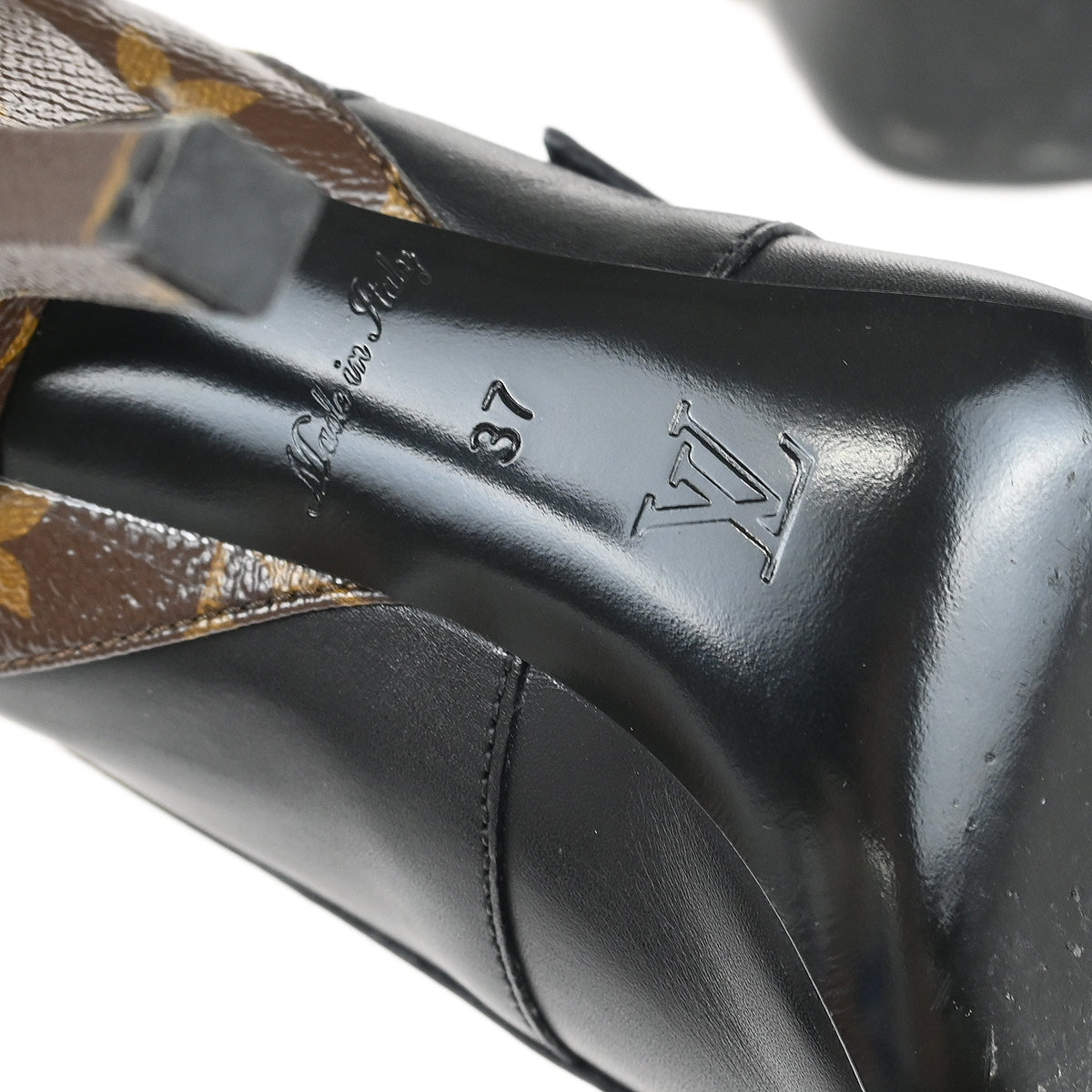 Louis Vuitton * Brown Black Monogram Shoes Boots #37