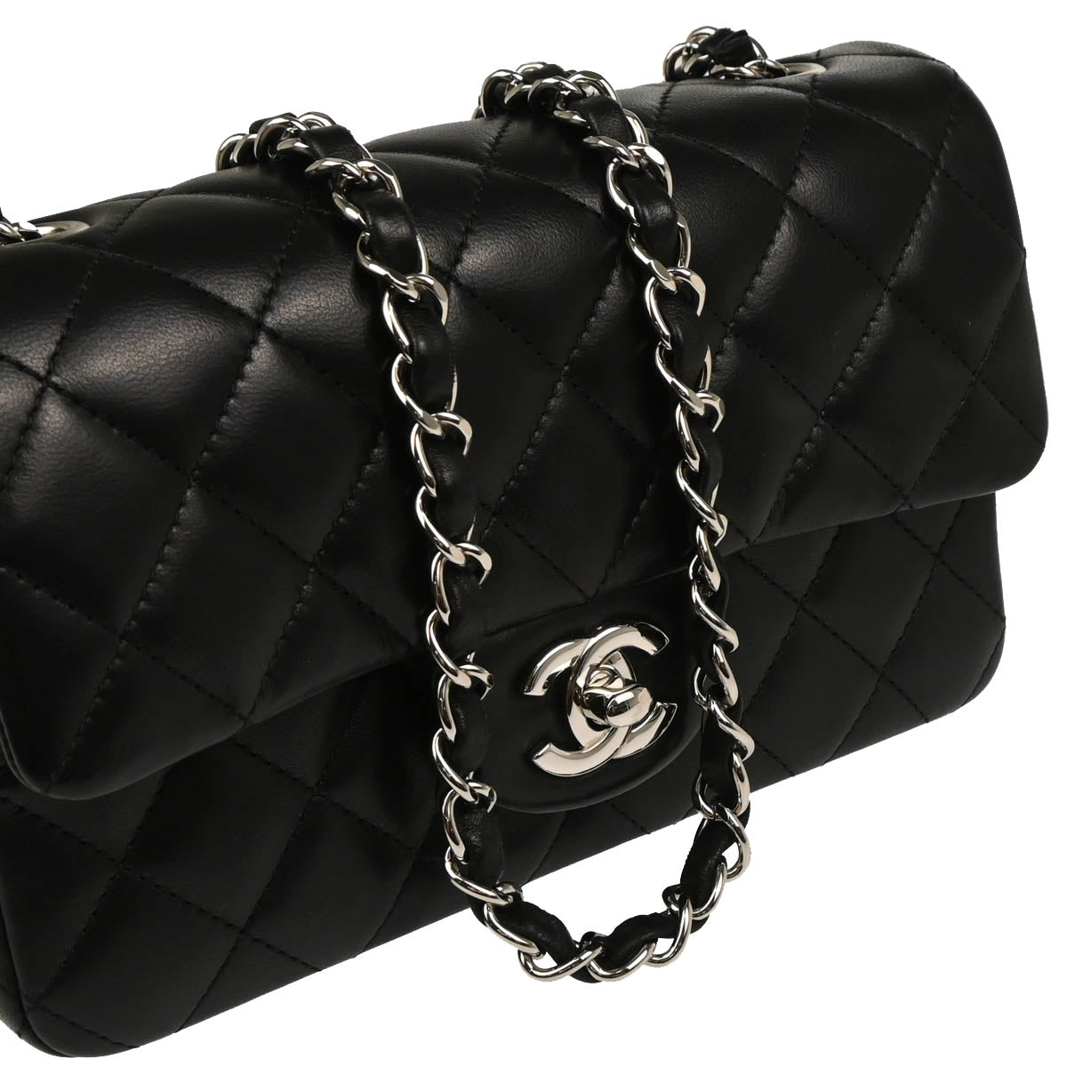 Chanel 2014 Black Lambskin Classic Flap Shoulder Bag