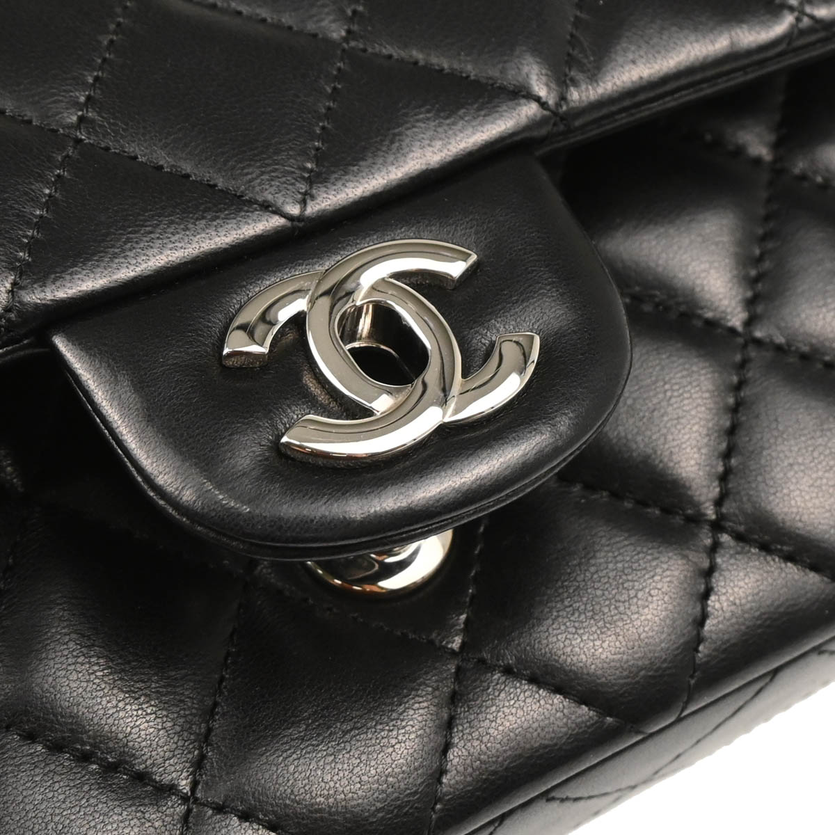 Chanel 2014 Black Lambskin Classic Flap Shoulder Bag