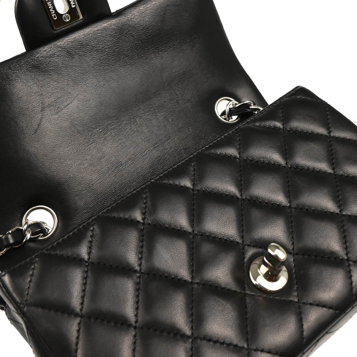 Chanel 2014 Black Lambskin Classic Flap Shoulder Bag