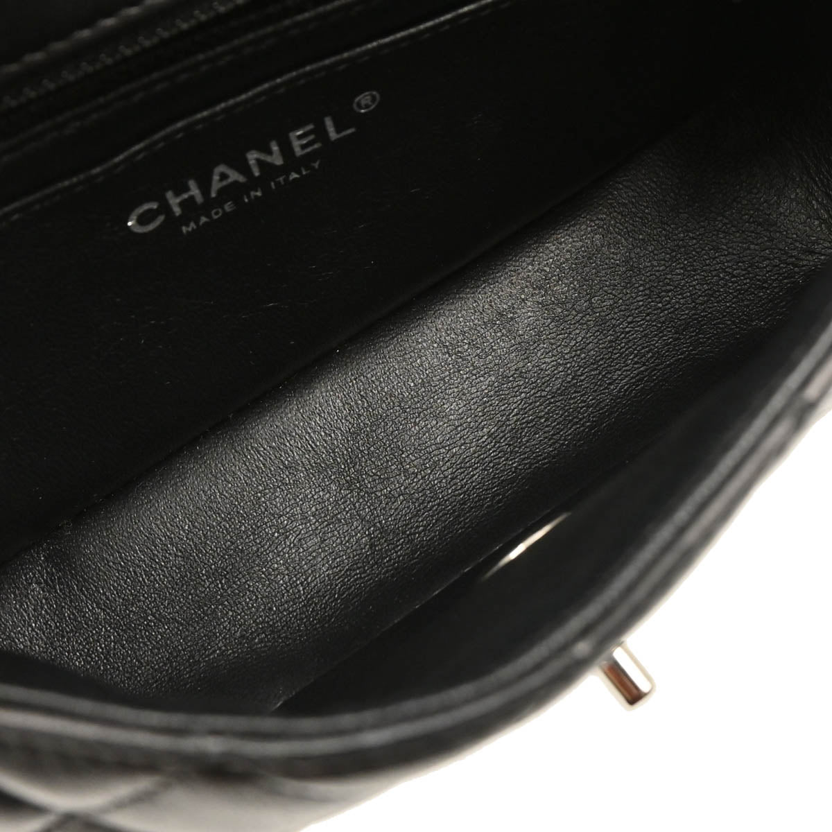 Chanel 2014 Black Lambskin Classic Flap Shoulder Bag