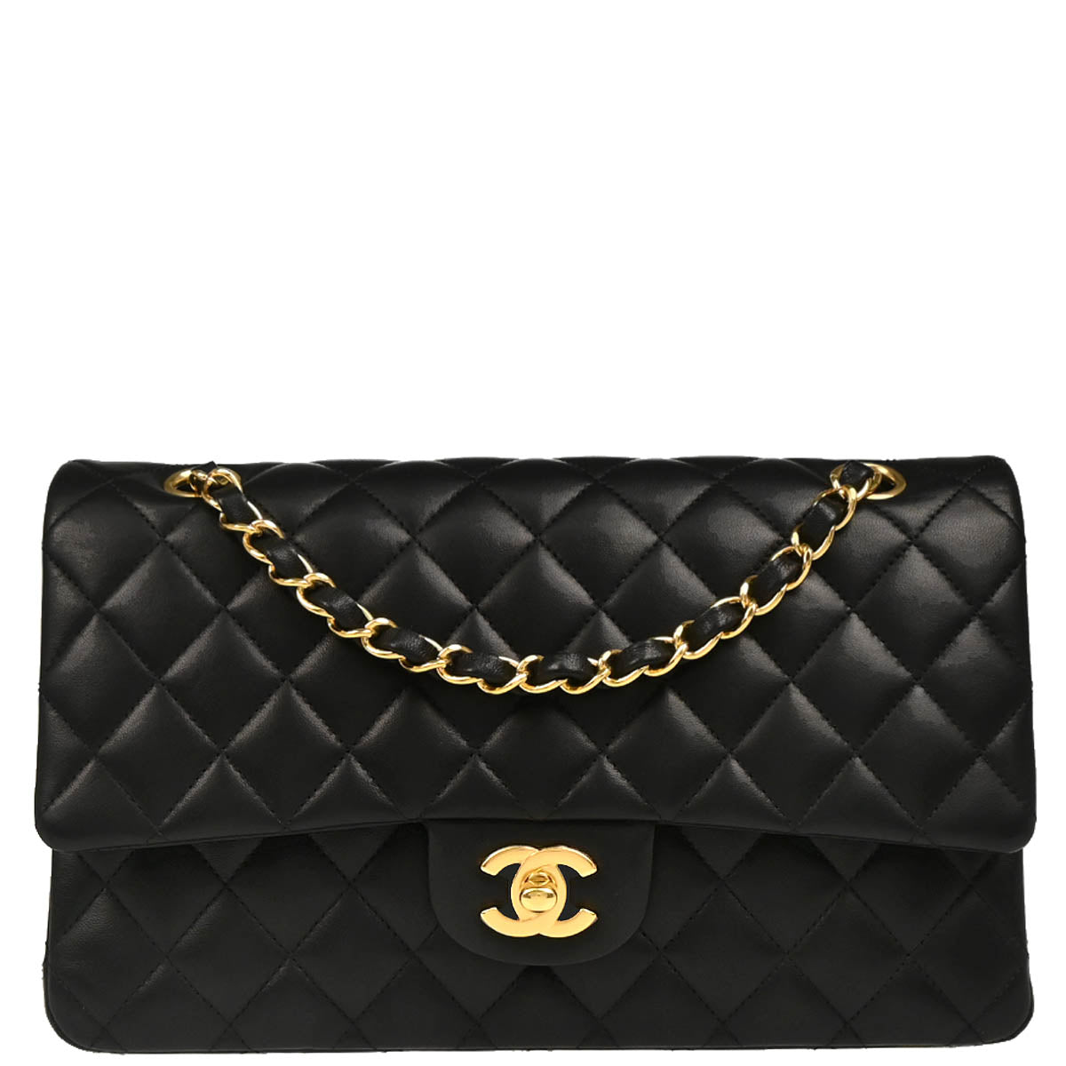 Chanel 2018 Black Lambskin Medium Classic Double Flap Shoulder Bag