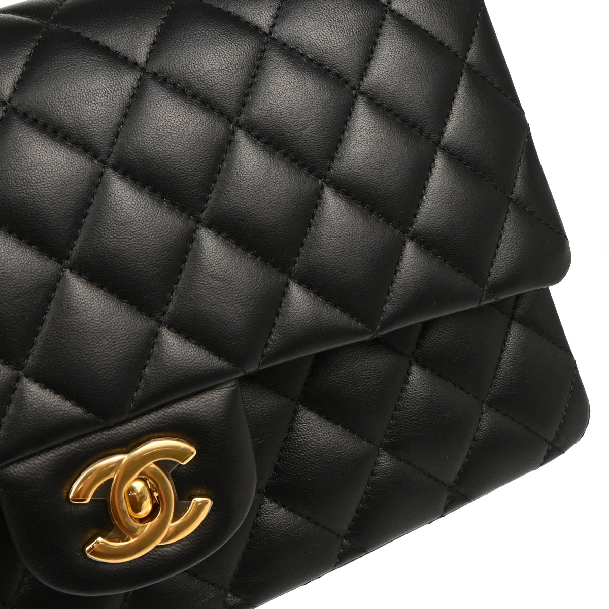 Chanel 2018 Black Lambskin Medium Classic Double Flap Shoulder Bag