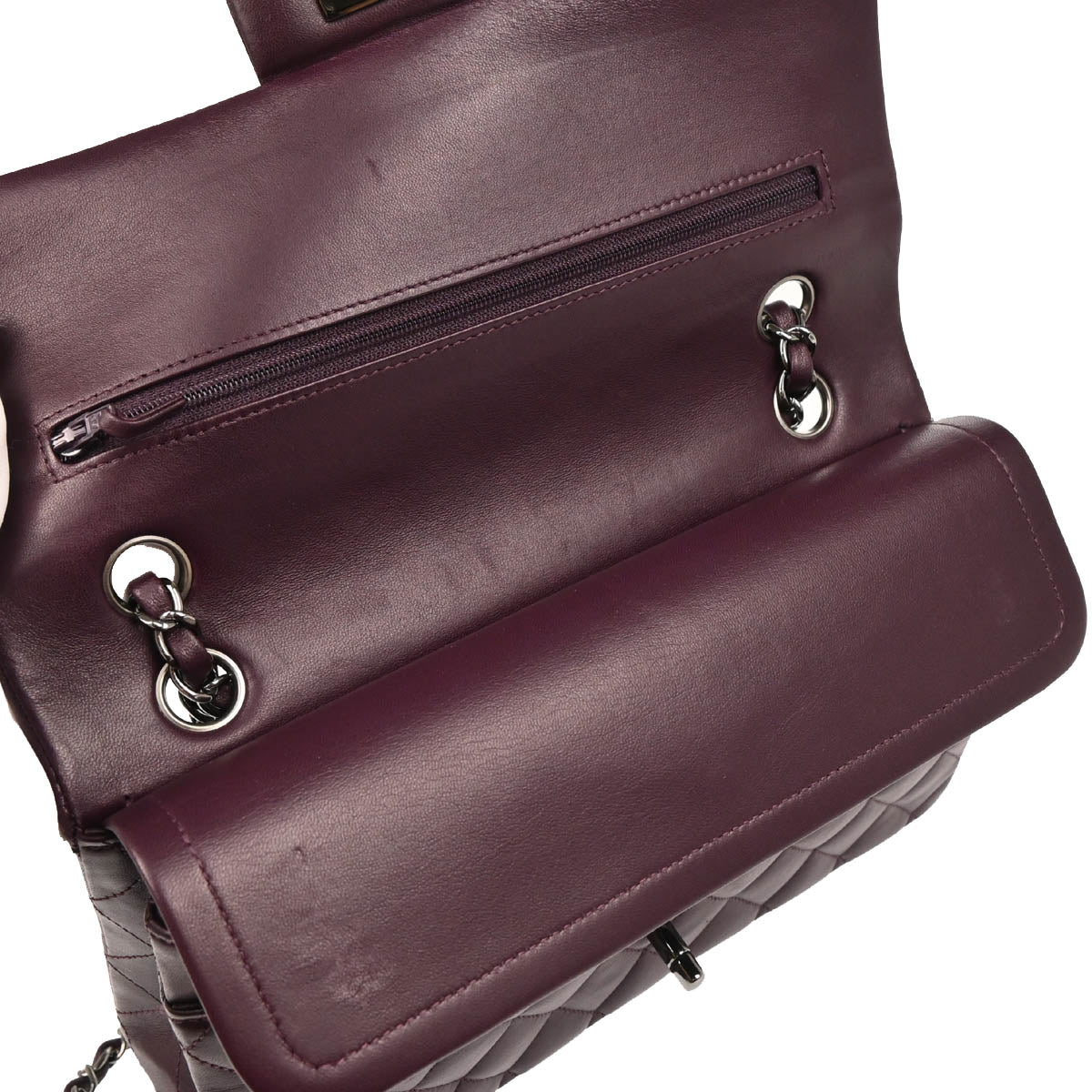 Chanel 2011 Purple Lambskin Medium Classic Double Flap Shoulder Bag