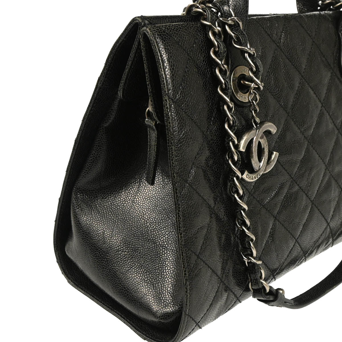 Chanel 2013-2014 Black Calfskin CC Crave Tote 2way Shoulder Handbag