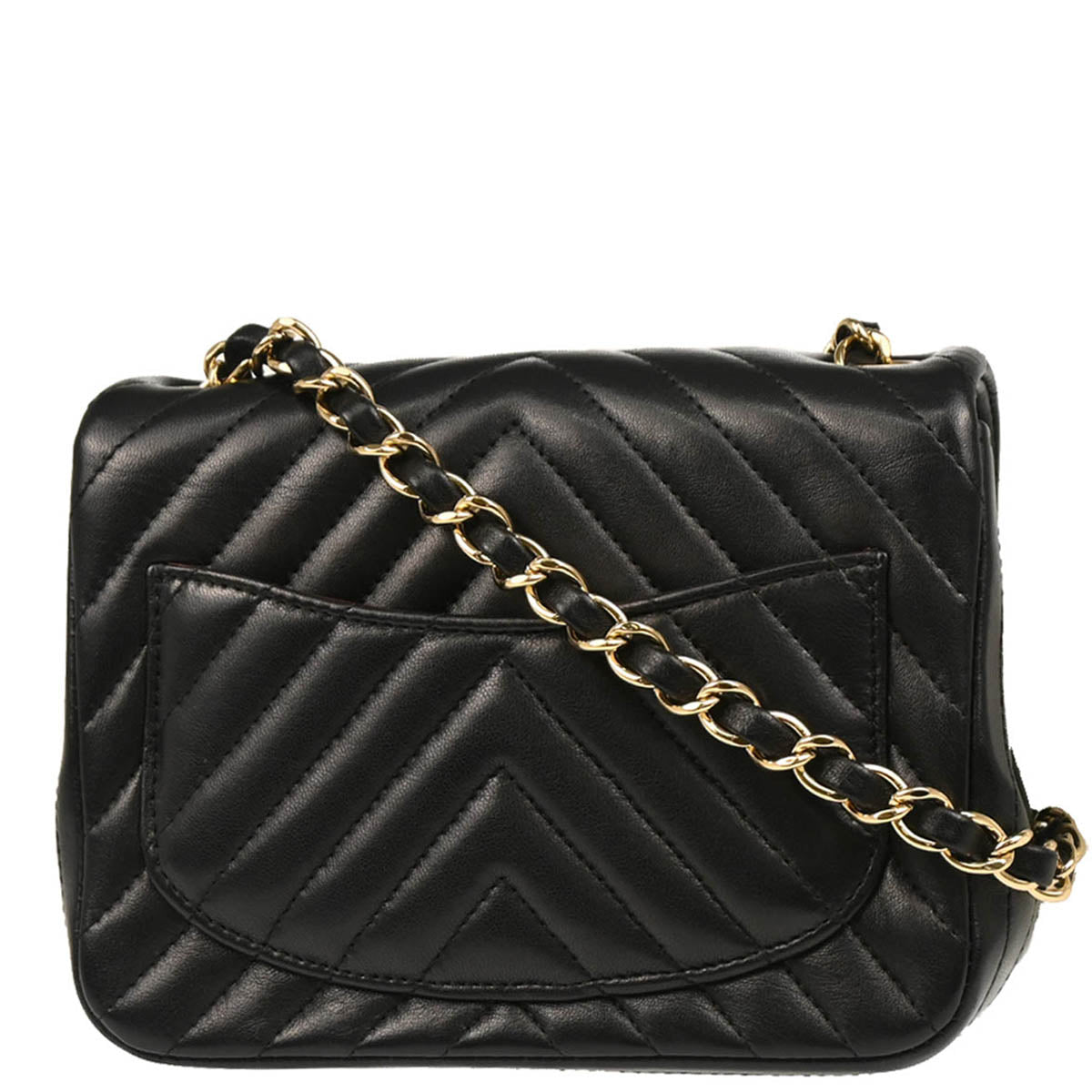 Chanel 2017 Black Lambskin Chevron Mini Classic Square Flap Shoulder Bag 17