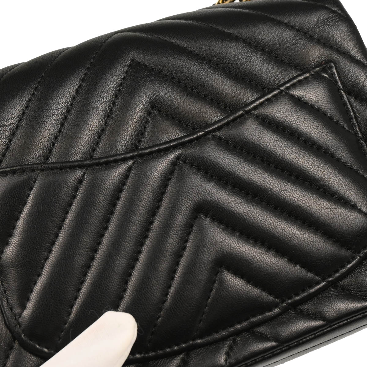 Chanel 2017 Black Lambskin Chevron Mini Classic Square Flap Shoulder Bag 17