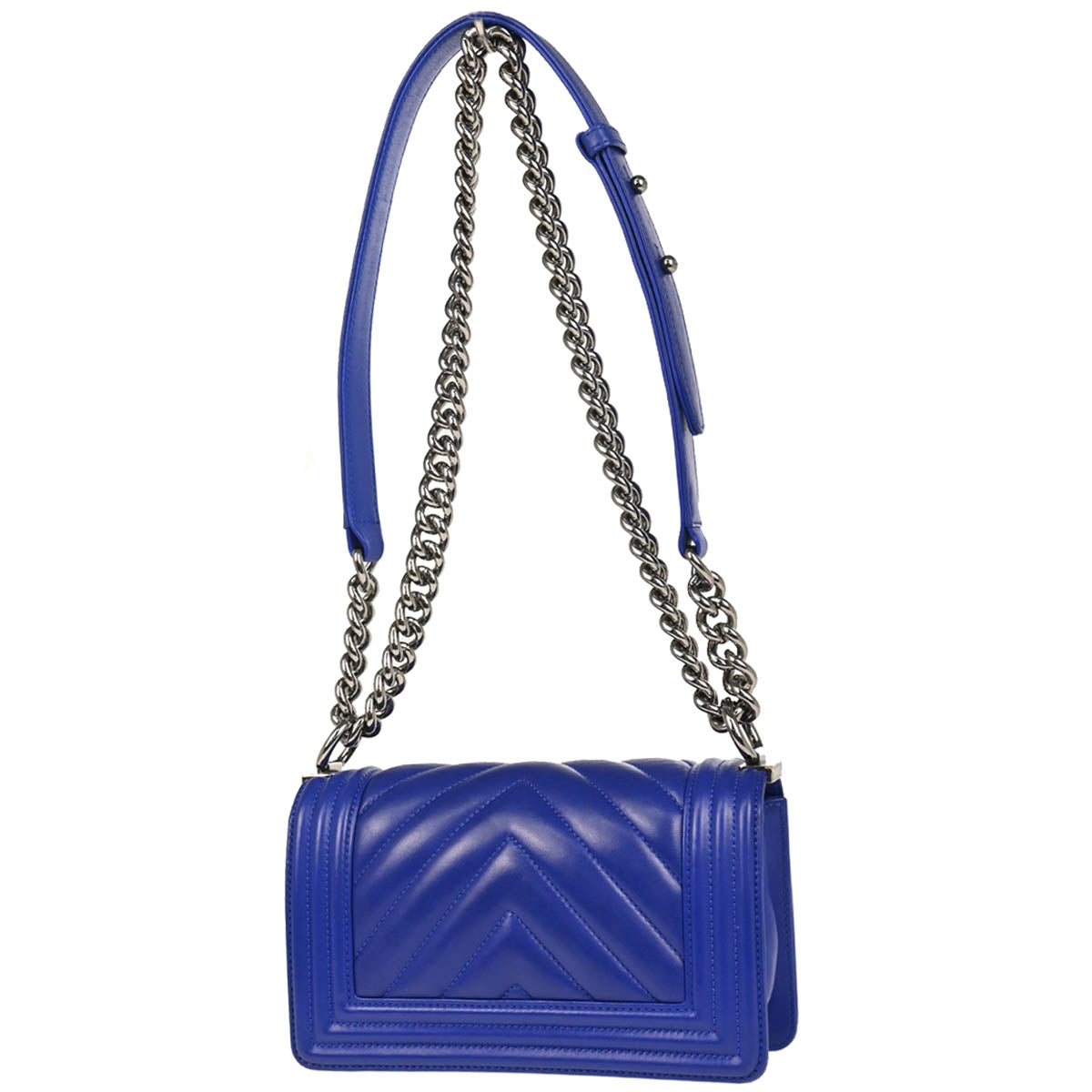 Boy Chanel 2017-2018 Blue Lambskin Chevron Small Chain Shoulder Bag