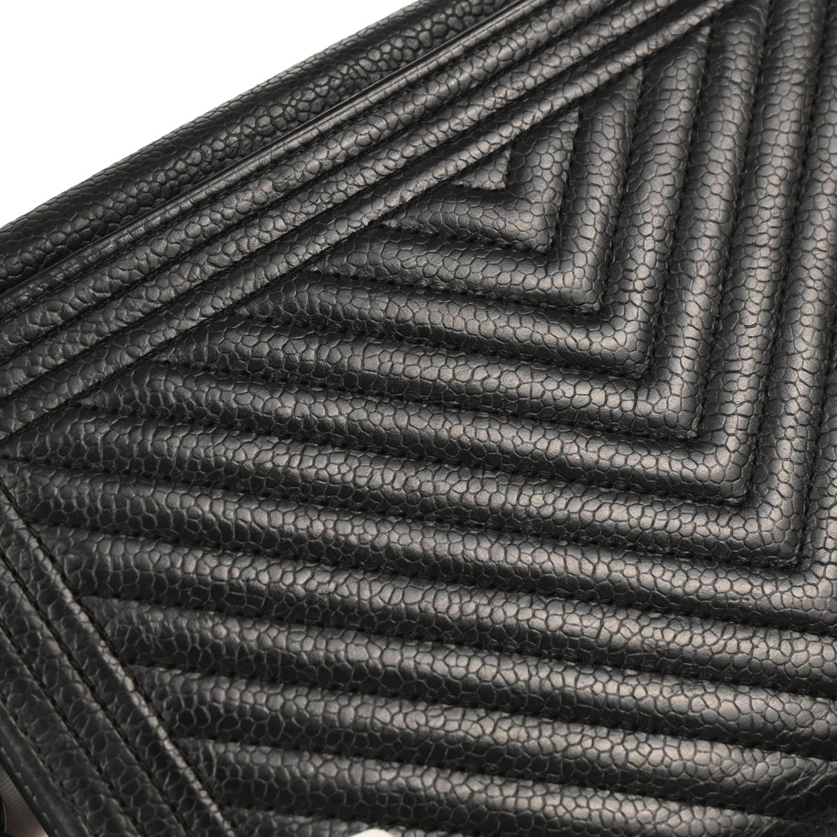 Boy Chanel 2019 Black Caviar Chevron Wallet on Chain WOC
