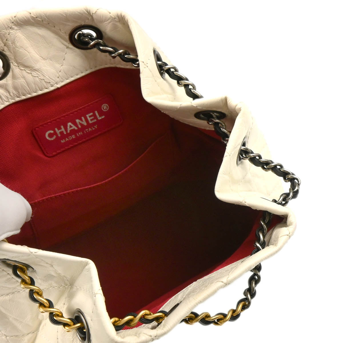 Chanel 2017-2018 White Black Lambskin Calfskin Gabrielle Backpack
