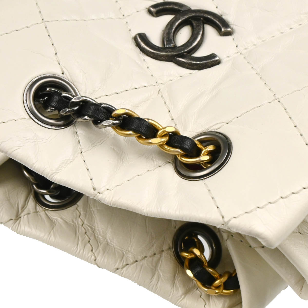 Chanel 2017-2018 White Black Lambskin Calfskin Gabrielle Backpack