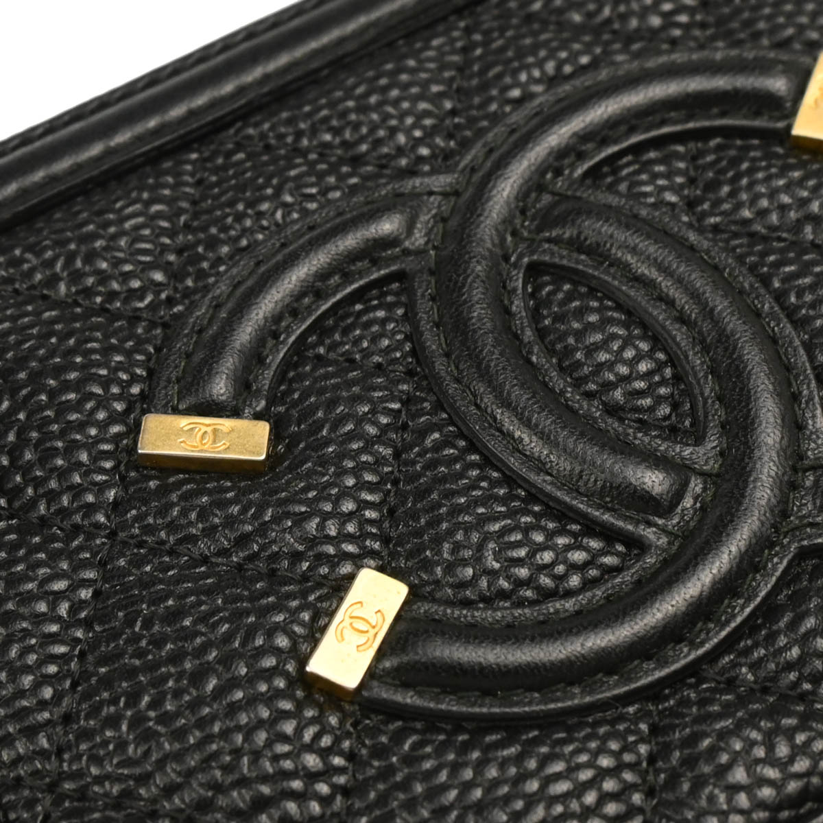 Chanel 2018-2019 Black Caviar Filigree Vanity Shoulder Bag