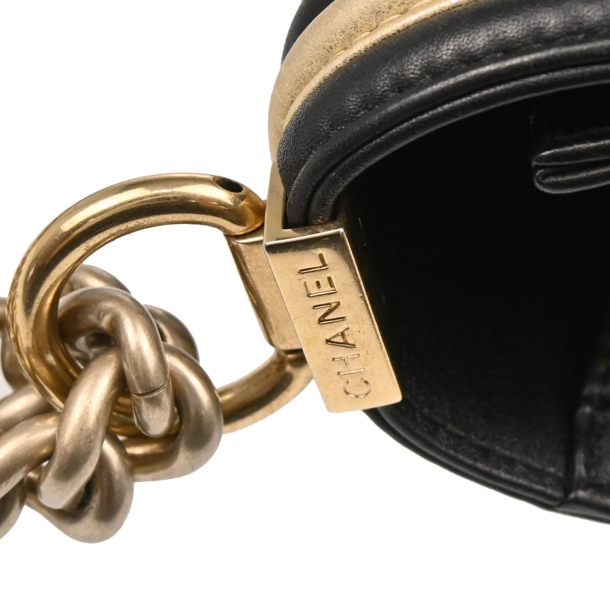 Boy Chanel 2017 Black Gold Lambskin Medium Shoulder Bag