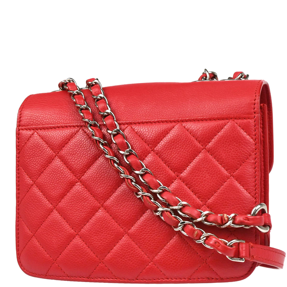 Chanel 2017 Red Caviar Half Coco CC Box Shoulder Bag