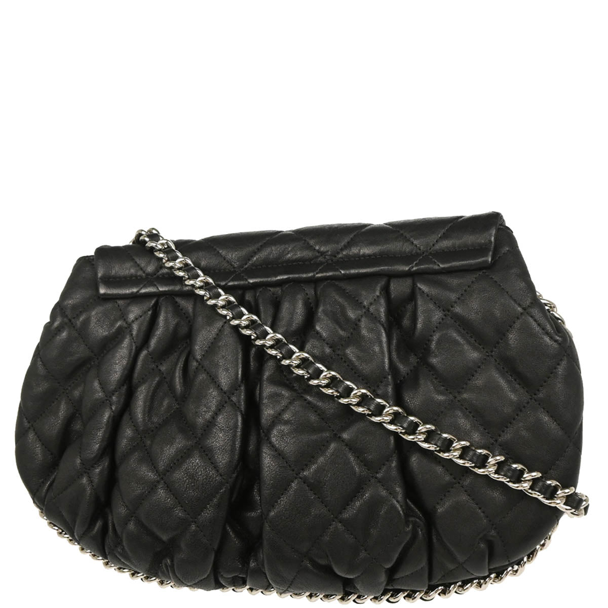 Chanel 2011 Black Lambskin Around Chain Shoulder Bag