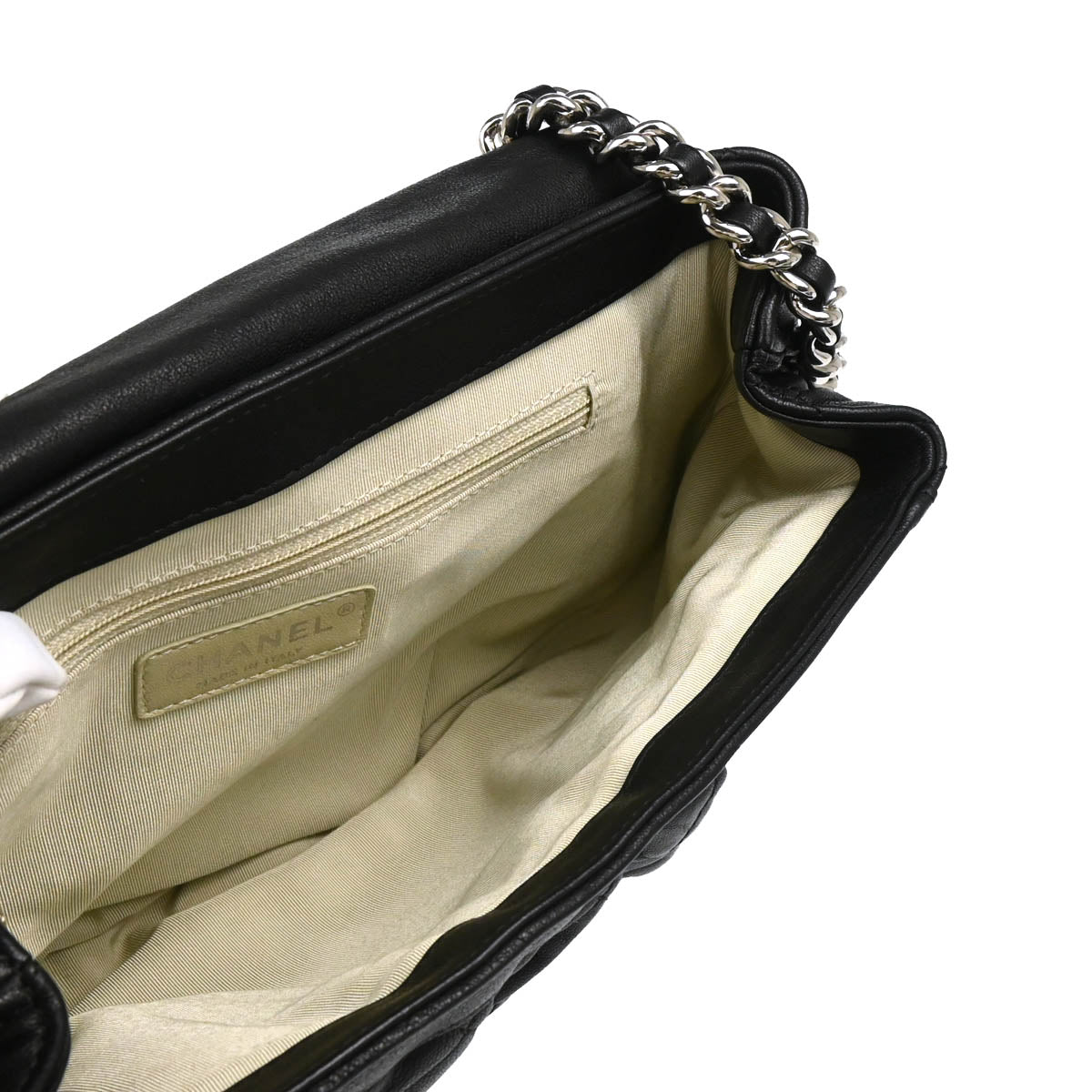 Chanel 2011 Black Lambskin Around Chain Shoulder Bag