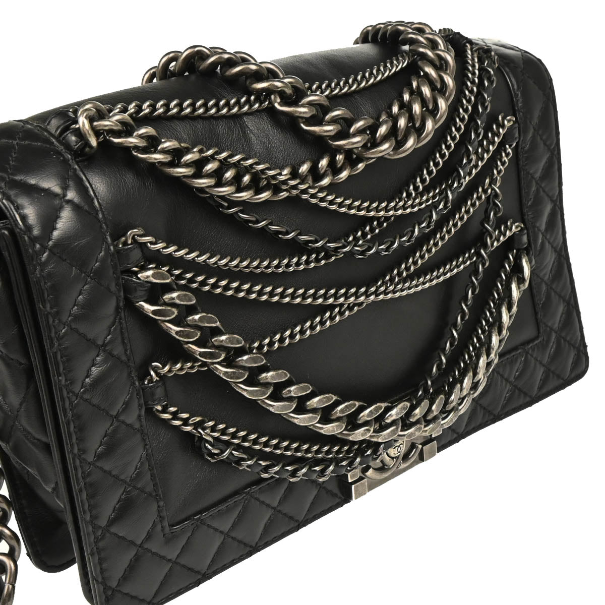Boy Reverso Chanel 2013-2014 Black Lambskin Medium Shoulder Bag