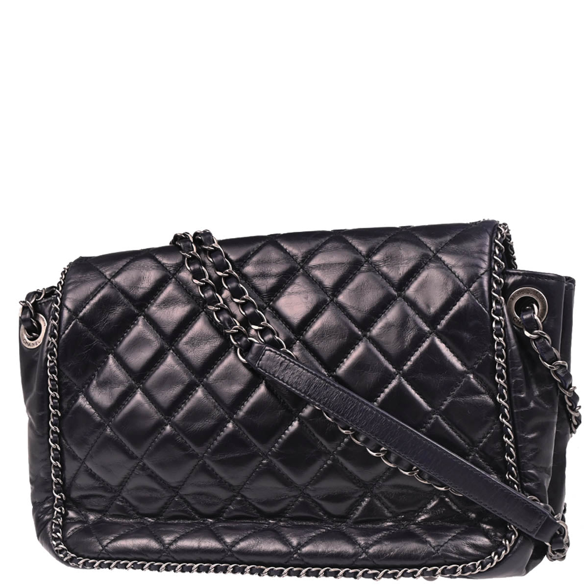 Chanel 2015-2016 Navy Lambskin Shoulder Bag