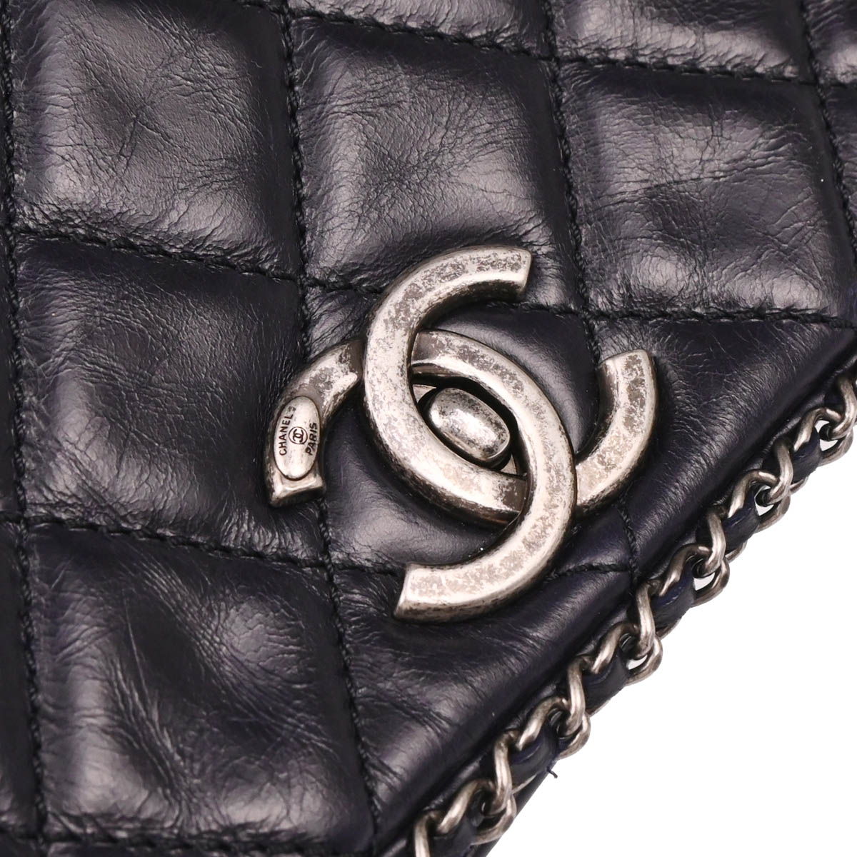 Chanel 2015-2016 Navy Lambskin Shoulder Bag