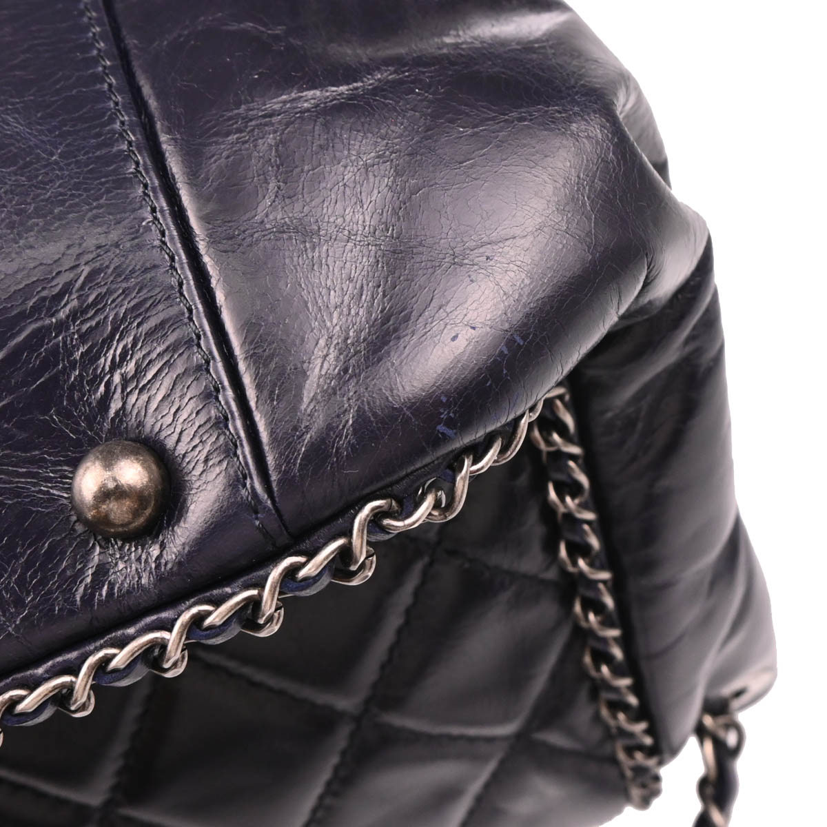 Chanel 2015-2016 Navy Lambskin Shoulder Bag