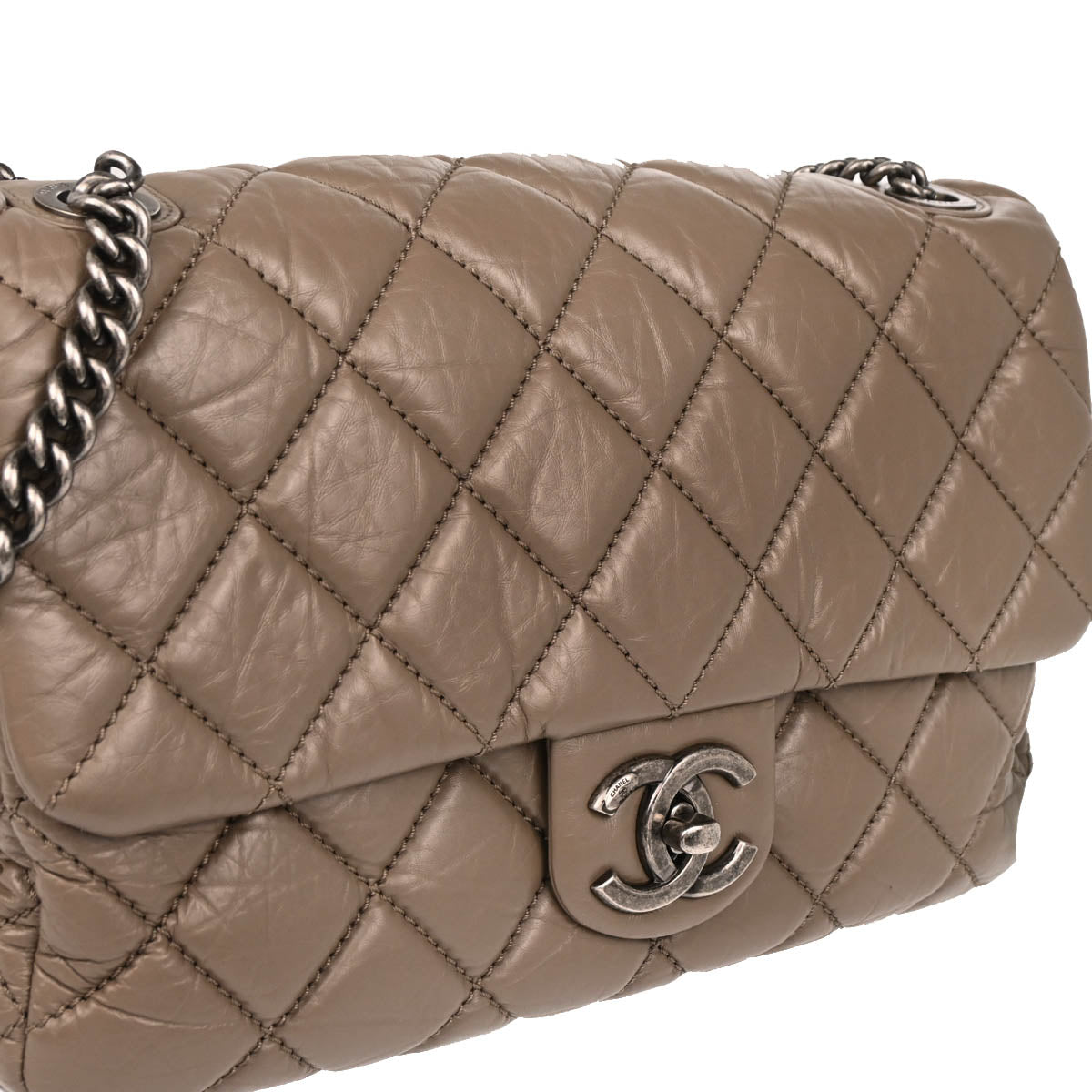 Chanel 2013-2014 Brown Calfskin Duo Color Shoulder Bag