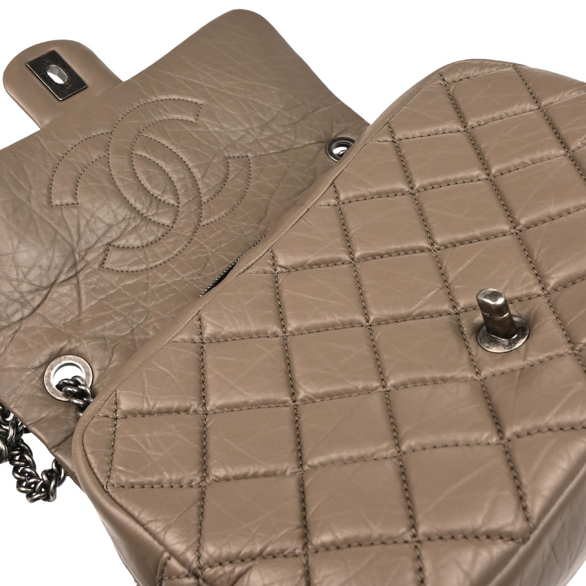 Chanel 2013-2014 Brown Calfskin Duo Color Shoulder Bag