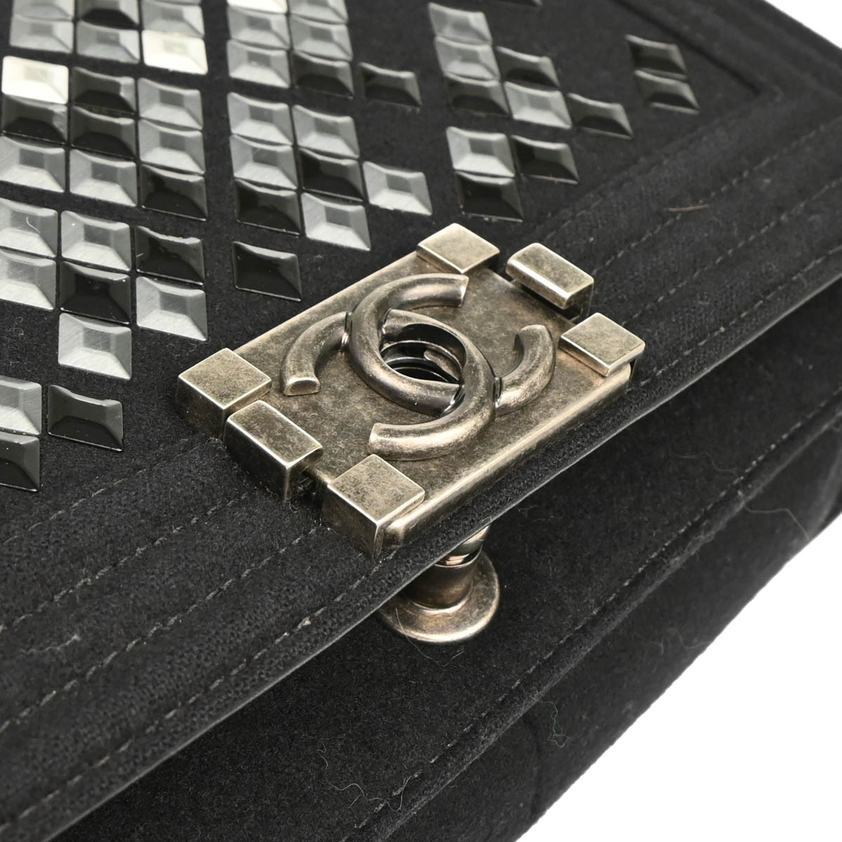 Boy Chanel 2018-2019 Black Cotton Medium Shoulder Bag
