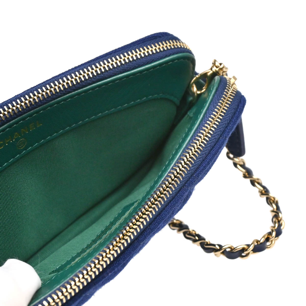 Chanel 2019 Blue Cotton WOC Shoulder Wallet Bag