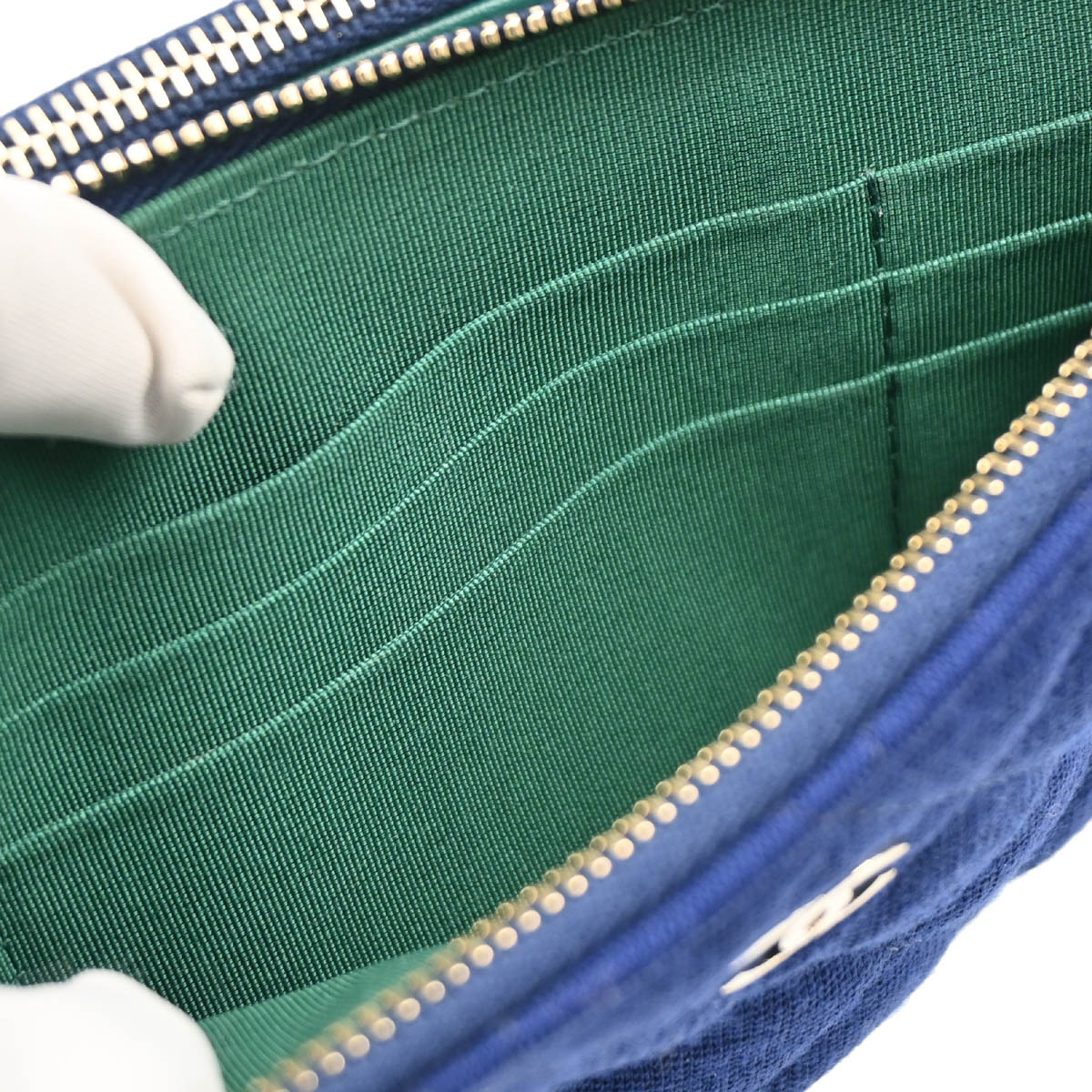 Chanel 2019 Blue Cotton WOC Shoulder Wallet Bag
