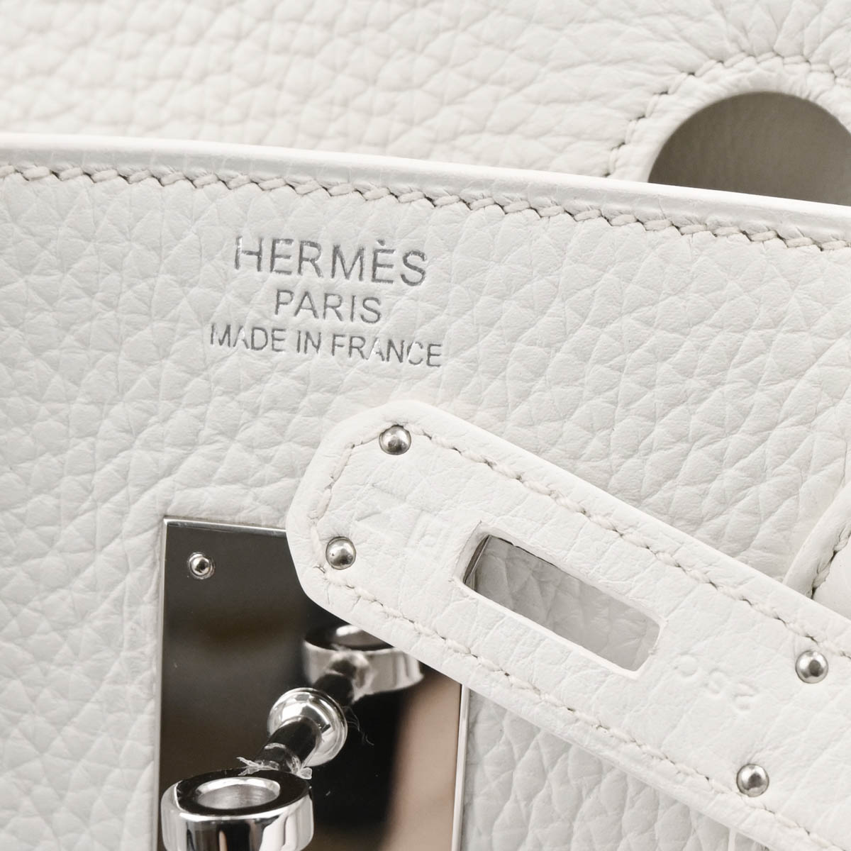 Hermes 2012 White Taurillon Clemence Birkin 35 Handbag