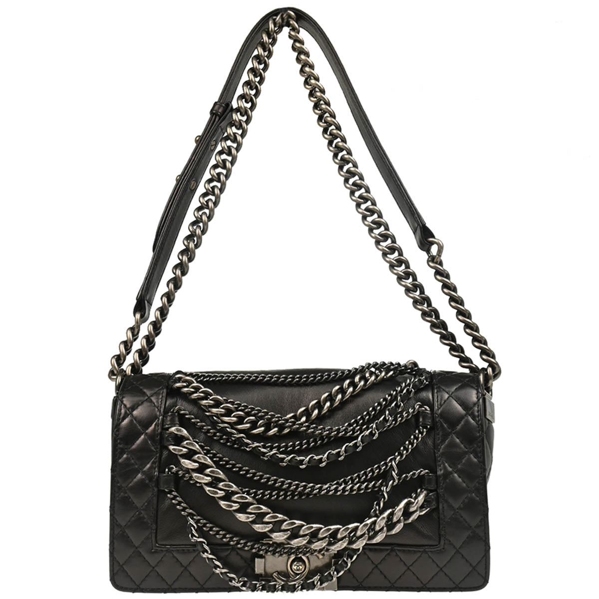 Boy Reverso Chanel 2013-2014 Black Lambskin Medium Shoulder Bag