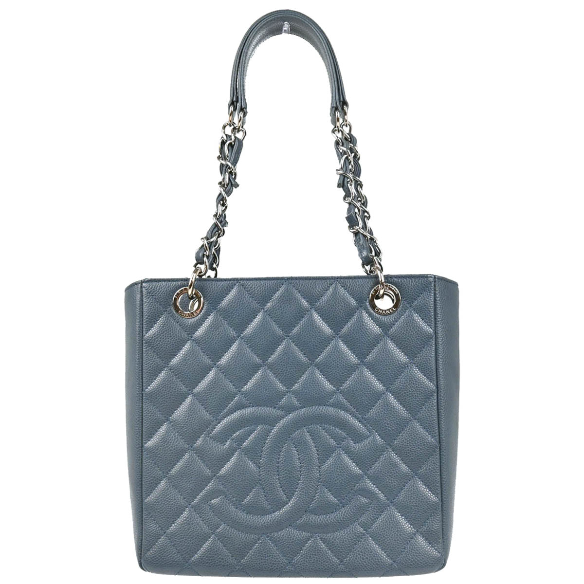 Chanel 2014 Blue Caviar Petite Shopping Tote PST Chain Handbag