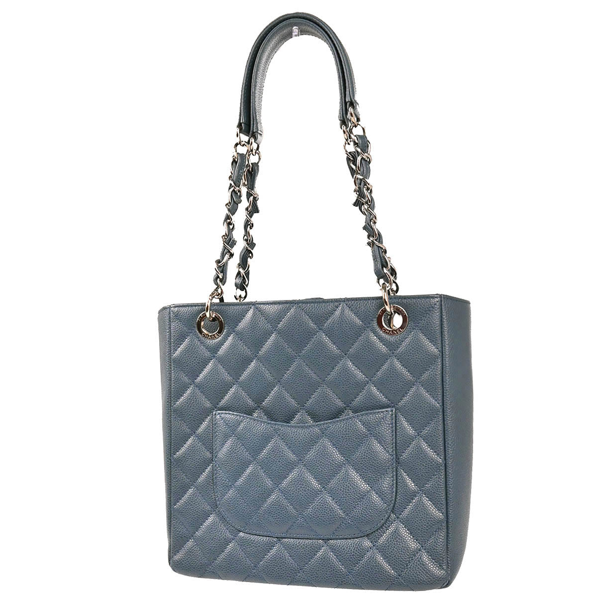 Chanel 2014 Blue Caviar Petite Shopping Tote PST Chain Handbag