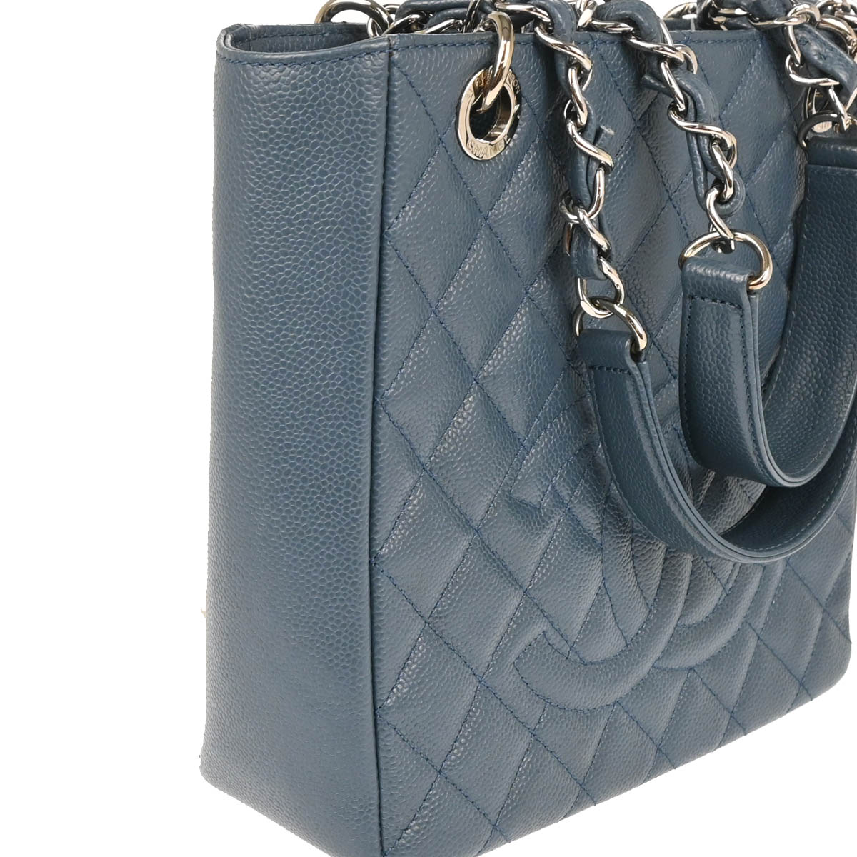 Chanel 2014 Blue Caviar Petite Shopping Tote PST Chain Handbag