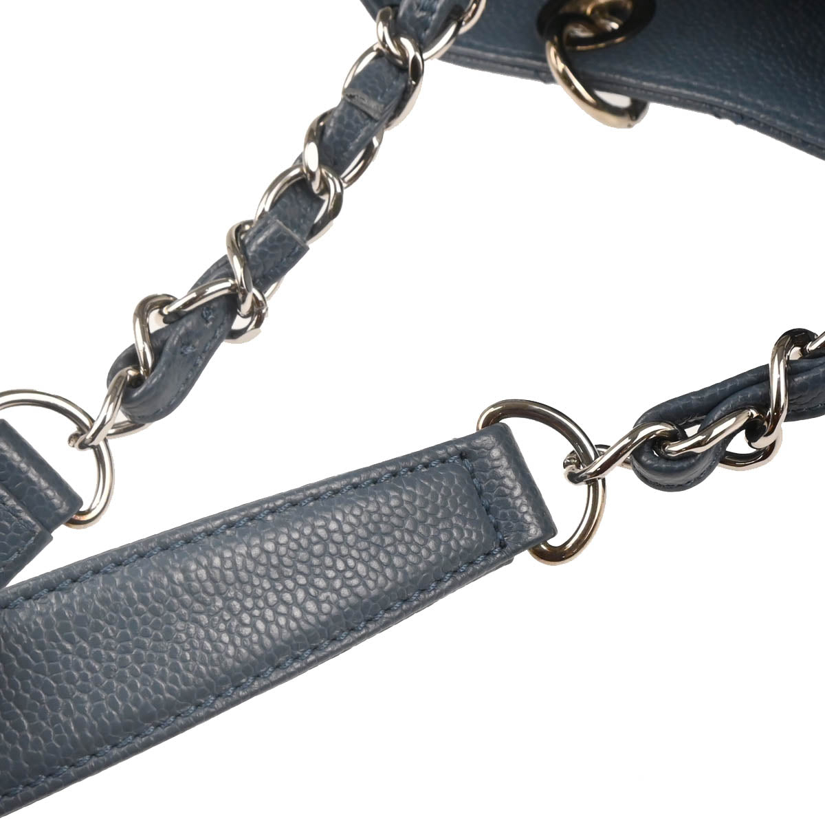 Chanel 2014 Blue Caviar Petite Shopping Tote PST Chain Handbag
