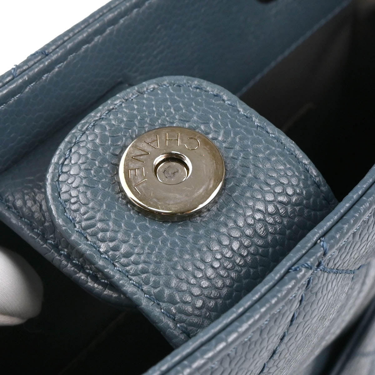 Chanel 2014 Blue Caviar Petite Shopping Tote PST Chain Handbag