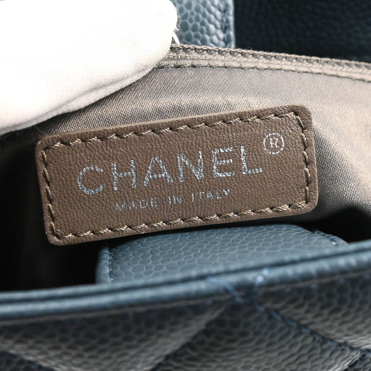 Chanel 2014 Blue Caviar Petite Shopping Tote PST Chain Handbag