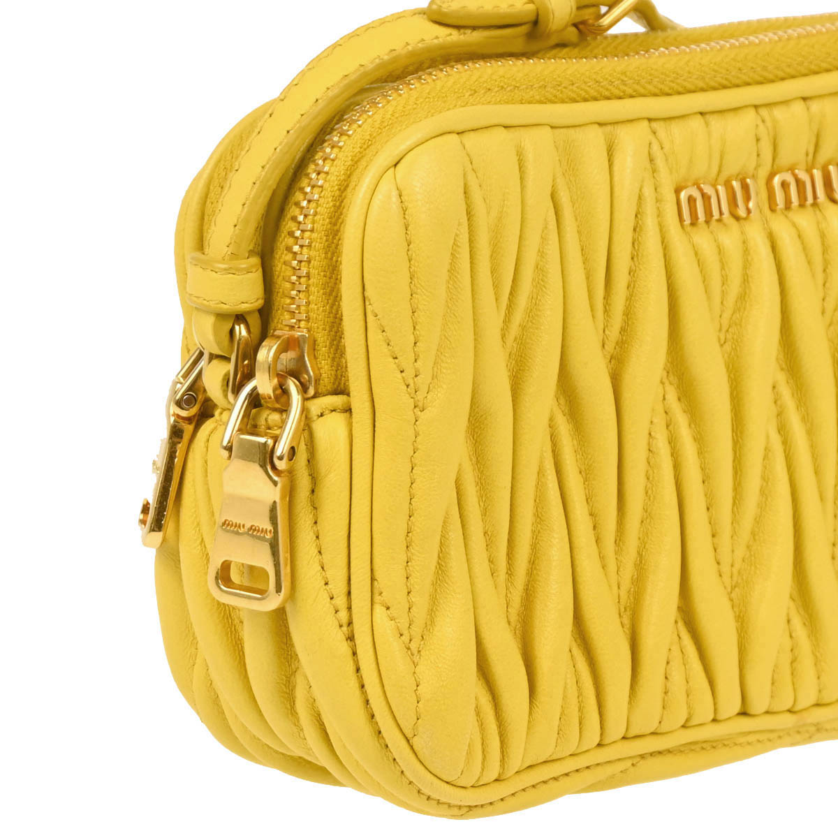 Miu Miu Yellow Lambskin Matelasse Handbag