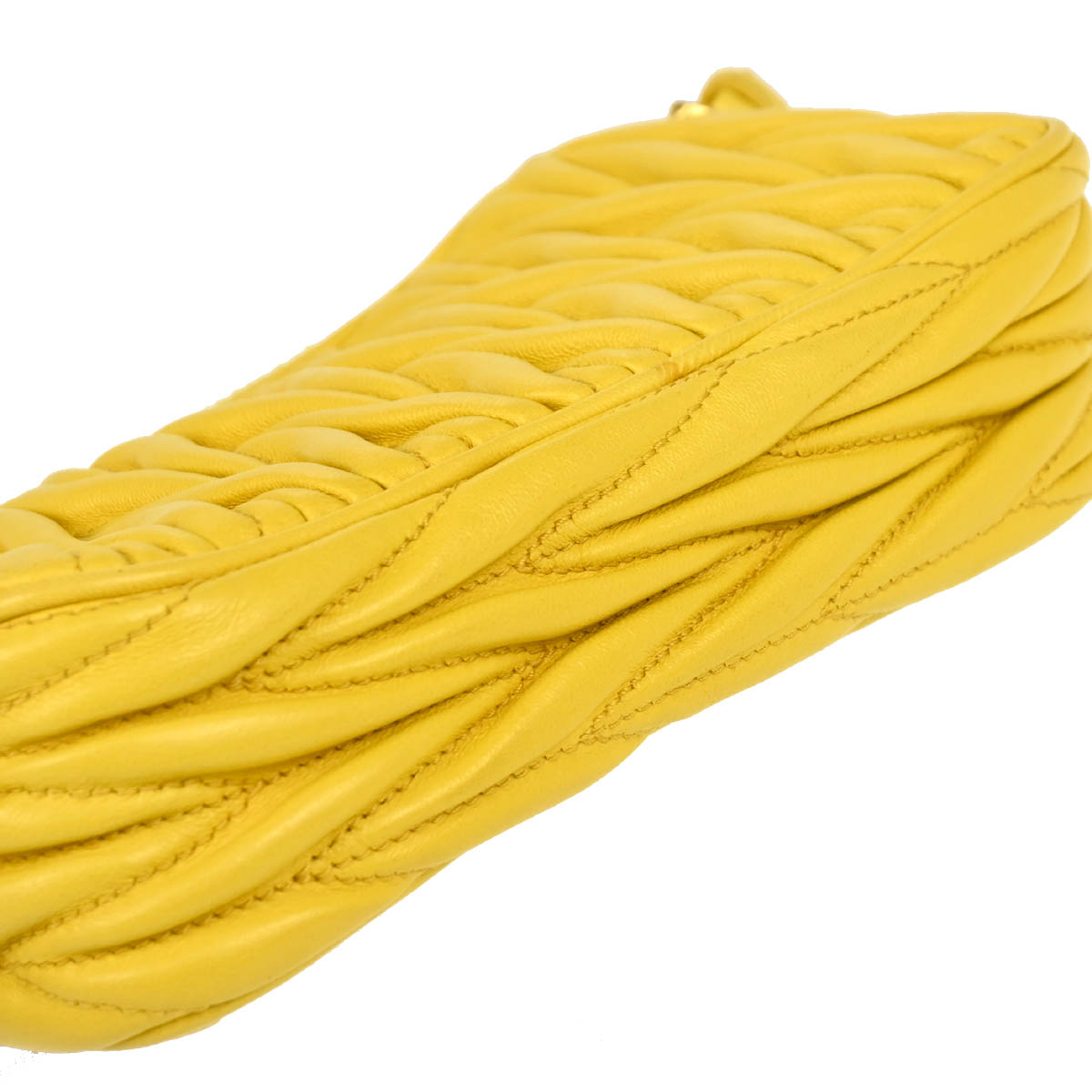 Miu Miu Yellow Lambskin Matelasse Handbag