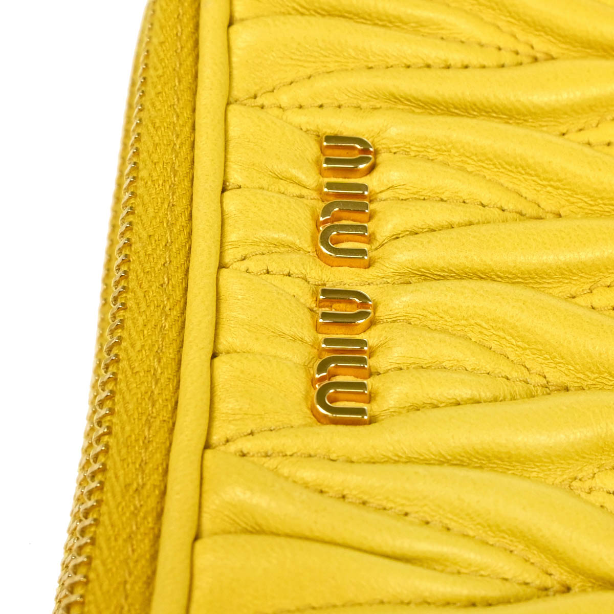 Miu Miu Yellow Lambskin Matelasse Handbag