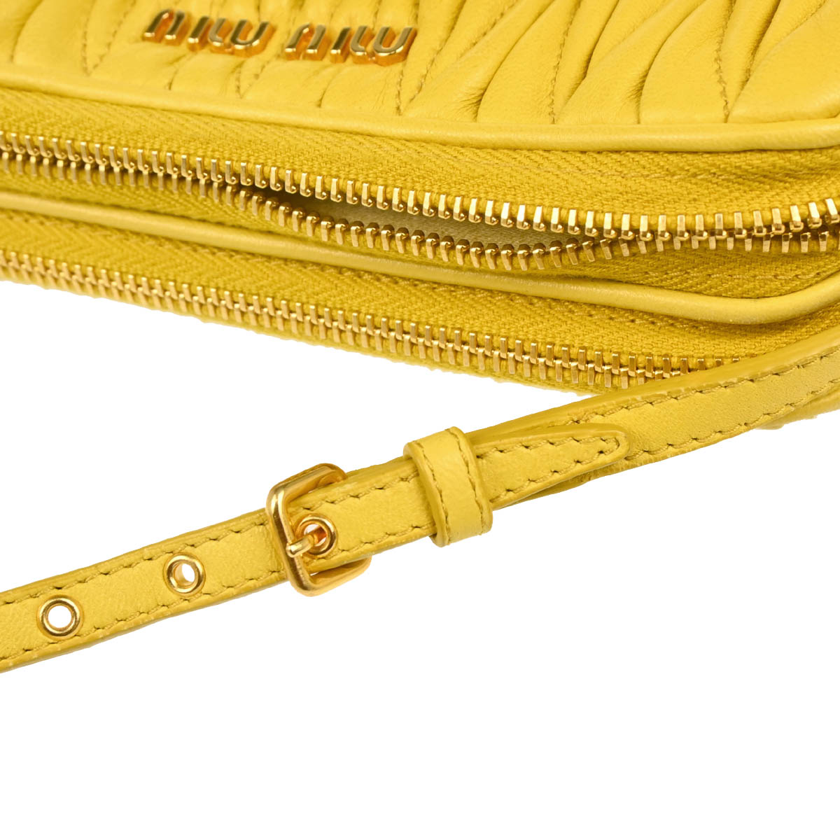 Miu Miu Yellow Lambskin Matelasse Handbag